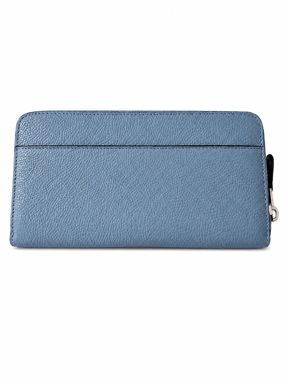 Coach Pebbled Zip-Around Wallet in Pale Blue with Silver Hardware - Picture 2 of 3